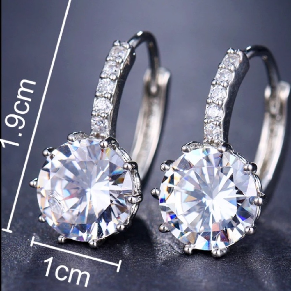 Sterling silver diamond earrings - Picture 4 of 4